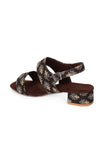 Brown  Cotton Ajrakh Strappy Block Heels
