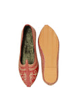 Red Zari Aari Embroidered Juttis