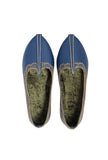 Blue Zari Aari Embroidered Juttis