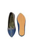 Blue Zari Aari Embroidered Juttis