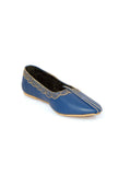 Blue Zari Aari Embroidered Juttis