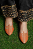 Orange Zari Aari Embroidered Juttis