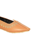 Orange Zari Aari Embroidered Juttis