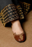 Brown Cutwork gold emroidered jutti