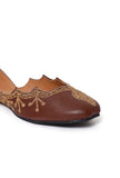 Brown Cutwork gold emroidered jutti