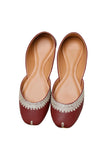 Maroon Embroidered Cruelty-Free Leather Juttis