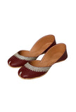 Maroon Embroidered Cruelty-Free Leather Juttis