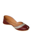 Maroon Embroidered Cruelty-Free Leather Juttis
