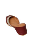 Maroon Embroidered Cruelty-Free Leather Juttis