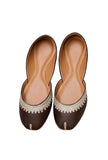 Brown Embroidered Cruelty-Free Leather Juttis