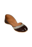 Brown Embroidered Cruelty-Free Leather Juttis