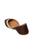 Brown Embroidered Cruelty-Free Leather Juttis