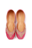 Pink Hand Embroidered Silk Juttis