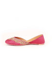 Pink Hand Embroidered Silk Juttis