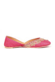 Pink Hand Embroidered Silk Juttis