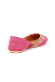 Pink Hand Embroidered Silk Juttis