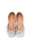 Firozi Hand Embroidered Silk Juttis