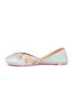 Firozi Hand Embroidered Silk Juttis