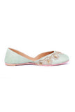 Firozi Hand Embroidered Silk Juttis