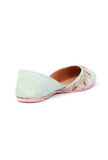 Firozi Hand Embroidered Silk Juttis