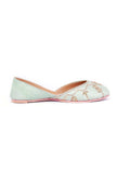 Sea Green Hand Embroidered Silk Juttis