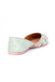 Sea Green Hand Embroidered Silk Juttis