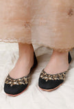 Black Sitara Silk Juttis