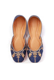 Blue Hand Embroidered Silk Juttis