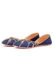 Blue Hand Embroidered Silk Juttis