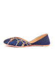 Blue Hand Embroidered Silk Juttis