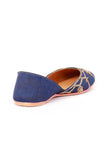Blue Hand Embroidered Silk Juttis