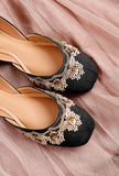 Black Dabka Moti Silk Juttis