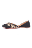 Black Dabka Moti Silk Juttis