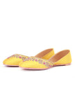 Yellow And Pink Embroidered Silk Juttis