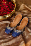 Blue Embroidered Silk Juttis