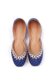 Blue Embroidered Silk Juttis