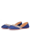 Blue Embroidered Silk Juttis