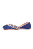 Blue Embroidered Silk Juttis