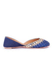 Blue Embroidered Silk Juttis