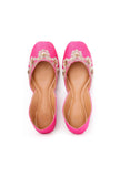 Magenta Embroidered Silk Juttis