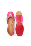 Magenta Embroidered Silk Juttis