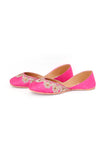 Magenta Embroidered Silk Juttis