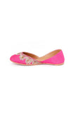 Magenta Embroidered Silk Juttis