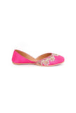 Magenta Embroidered Silk Juttis