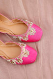 Magenta Embroidered Silk Juttis