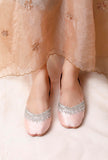 Baby Pink Embroidered Silk Juttis