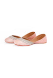 Baby Pink Embroidered Silk Juttis