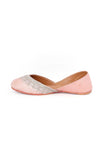 Baby Pink Embroidered Silk Juttis