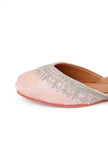 Baby Pink Embroidered Silk Juttis