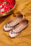 Baby Pink Dabka Embroidered Silk Juttis